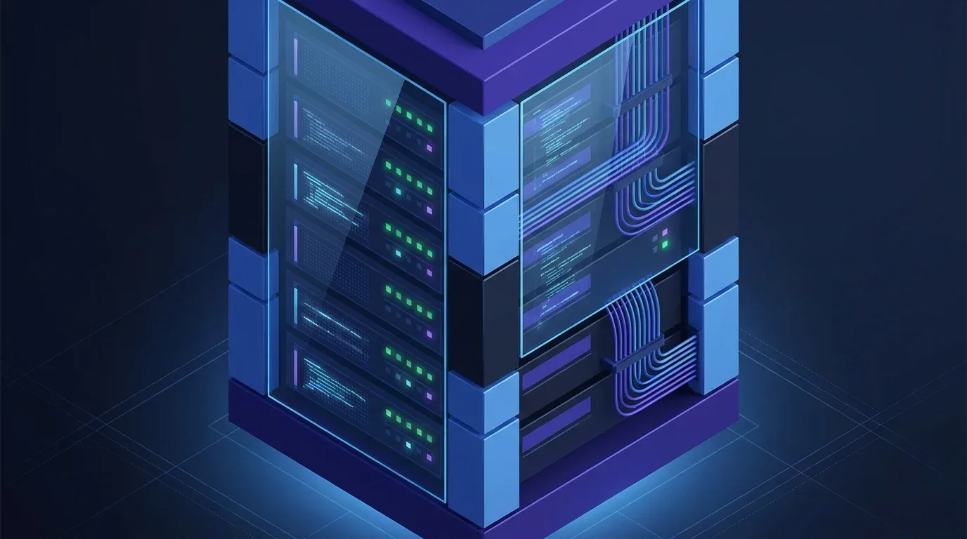 Server rack illustrating a programmatic SEO WordPress plugin for autonomous content.